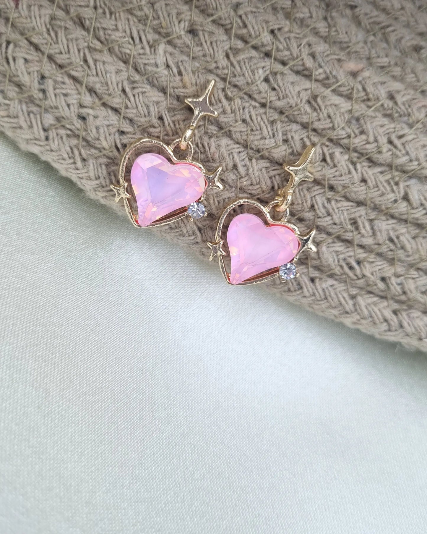Gold Heart-Shaped Stud Earrings Attractive Sister