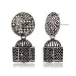 Earrings for Women Traditional Silver AZ838-OXidised Jhumka Set | German Silver Chand Baliyan & Jhumkas Earrings | Birthday & Anniversary Gift Attractive Sister