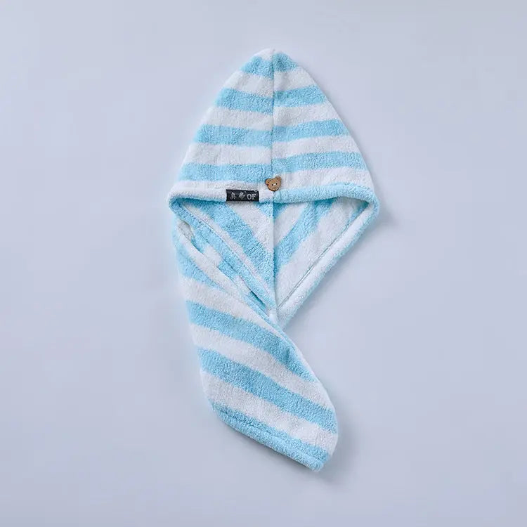 Fiber absorbent and quick-drying striped shower cap CJ