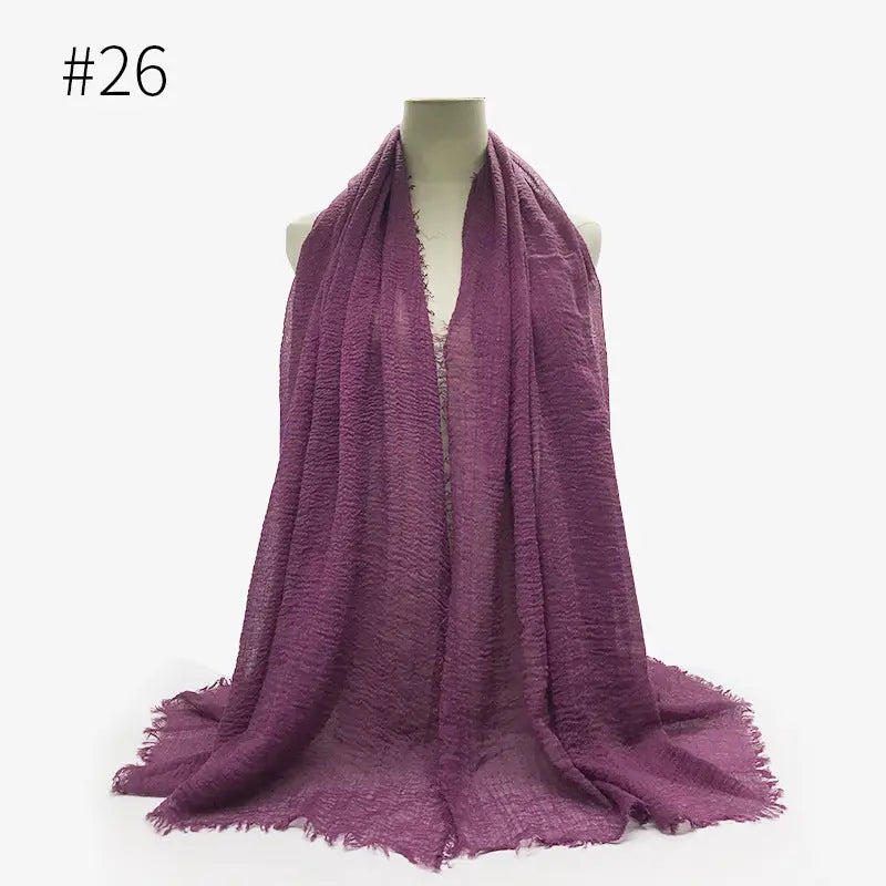 Bubble plain Scarf / cotton scarf fringes women soft solid hijab popular muffler shawls big Pashmina wrap hijab CJ