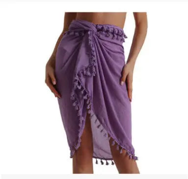 One-piece Irregular Multi-functional Shawl Bikini Blouse Tassel Stitching Beach Skirt CJ