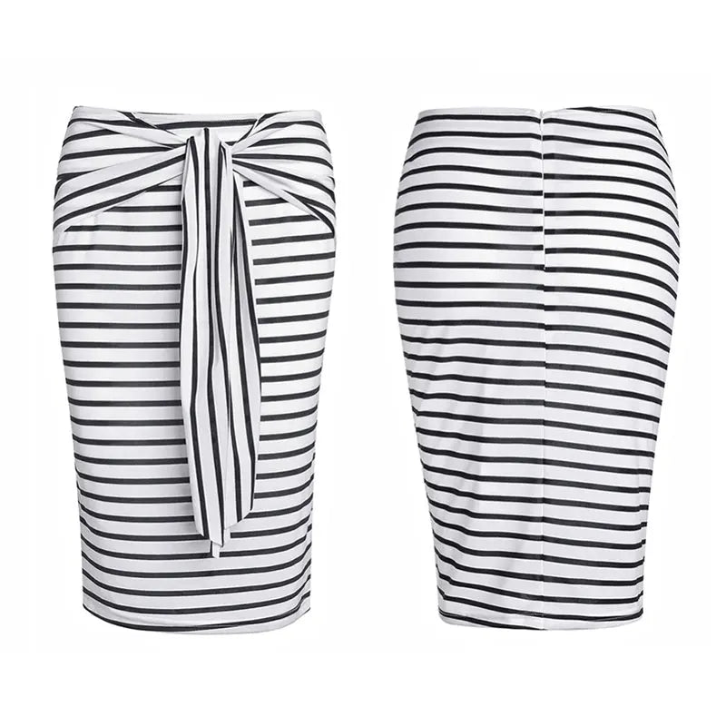 High waist striped lace tight hip skirt CJ