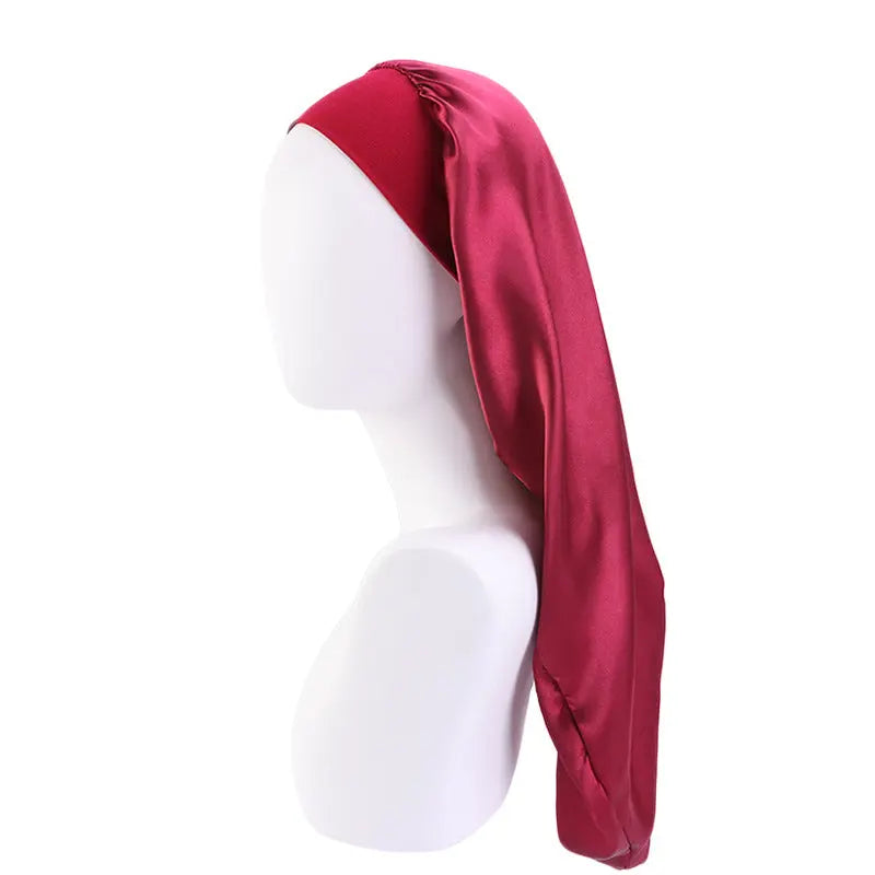 Women's Elastic Wide-brimmed Satin Long Tube Nightcap CJ