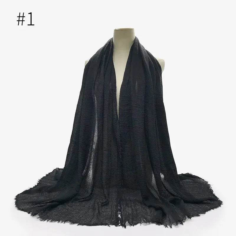 Bubble plain Scarf / cotton scarf fringes women soft solid hijab popular muffler shawls big Pashmina wrap hijab CJ