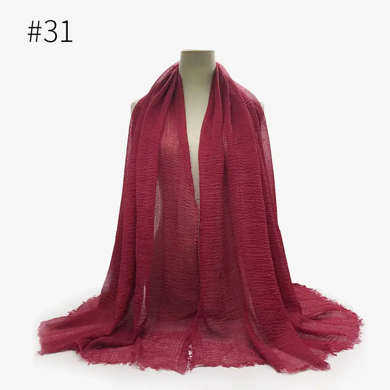 Bubble plain Scarf / cotton scarf fringes women soft solid hijab popular muffler shawls big Pashmina wrap hijab CJ
