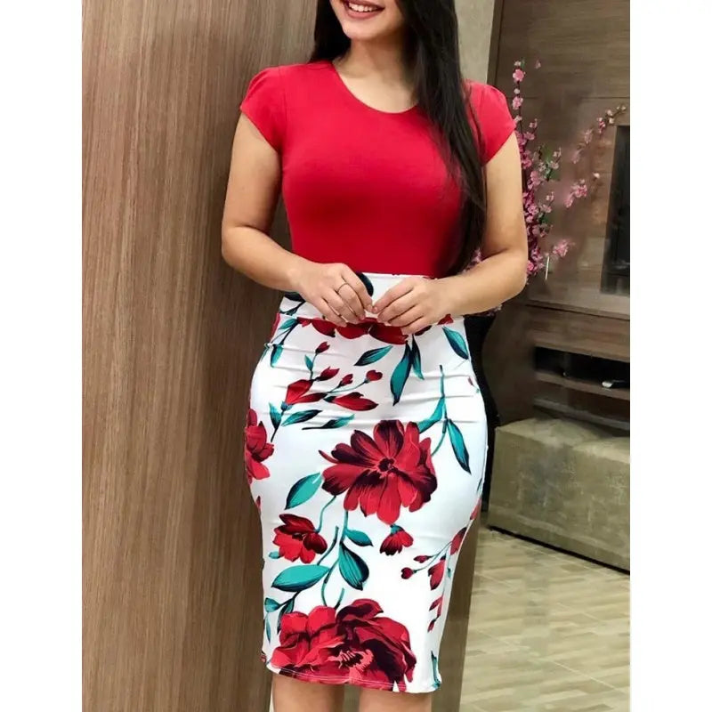 Trendy flower Print bag hip dress,skirt CJ