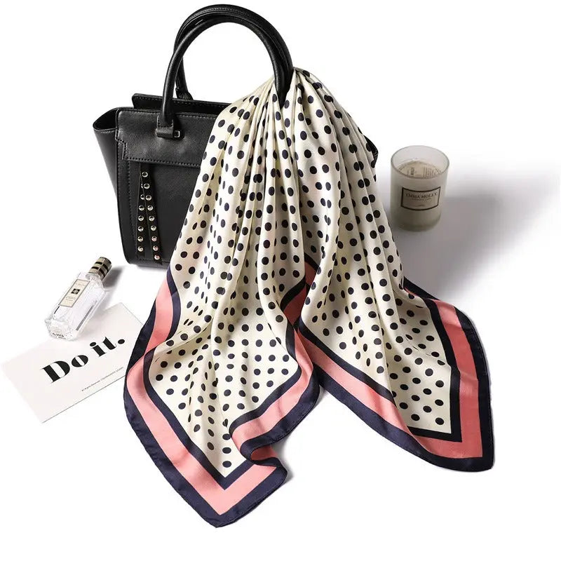 New Square Scarf Fashion Wave Point Scarf Women's Imitation Silk 70cm Professional Scarf Versatile Decorative Neck Tie Bag eprolo