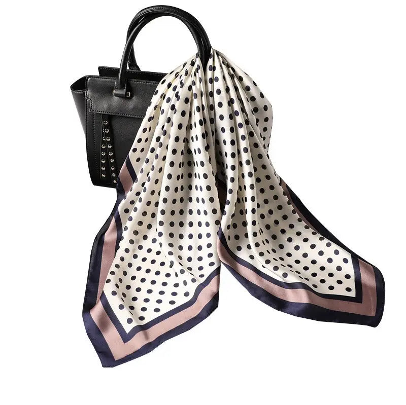 New Square Scarf Fashion Wave Point Scarf Women's Imitation Silk 70cm Professional Scarf Versatile Decorative Neck Tie Bag eprolo
