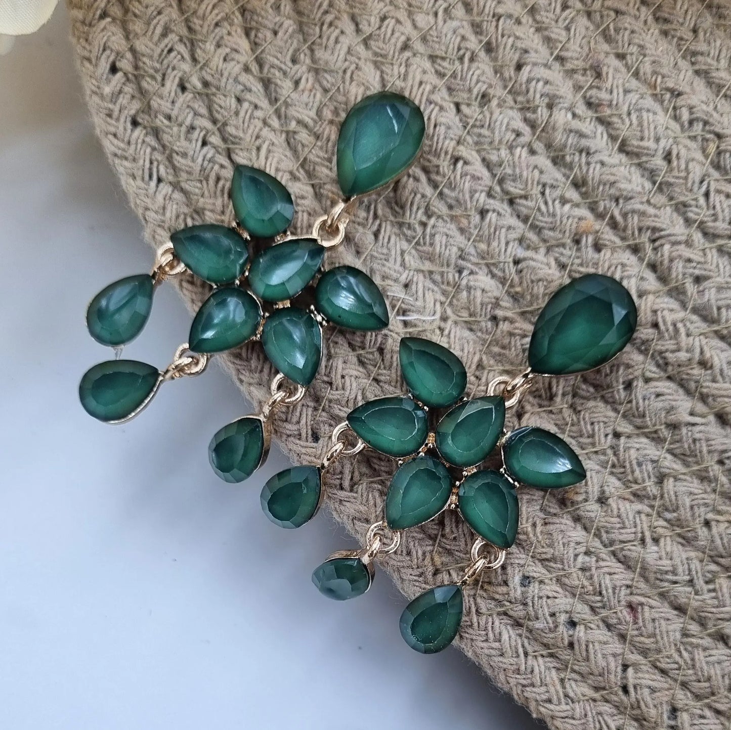 Dazzling Green Crystal Drop Earrings Attractive Sister