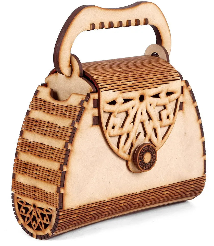 Women's Handcrafted Wooden Light Weight Unique Purse Handbag Attractive Sister