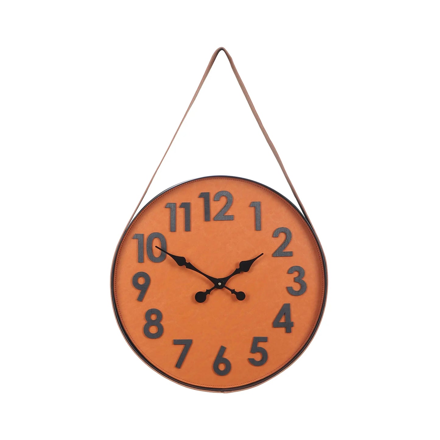 "Statement Piece: Leather Wall Clock with Numerical Display and Black Hands" Attractive Sister