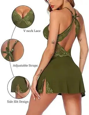 Women lingerie lace chemise sleepwear babydoll teddy lingerie Attractive Sister