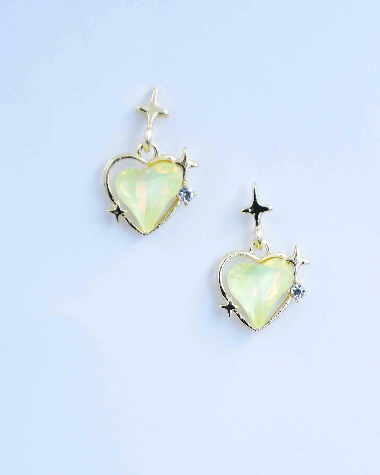 Gold Heart-Shaped Stud Earrings Attractive Sister