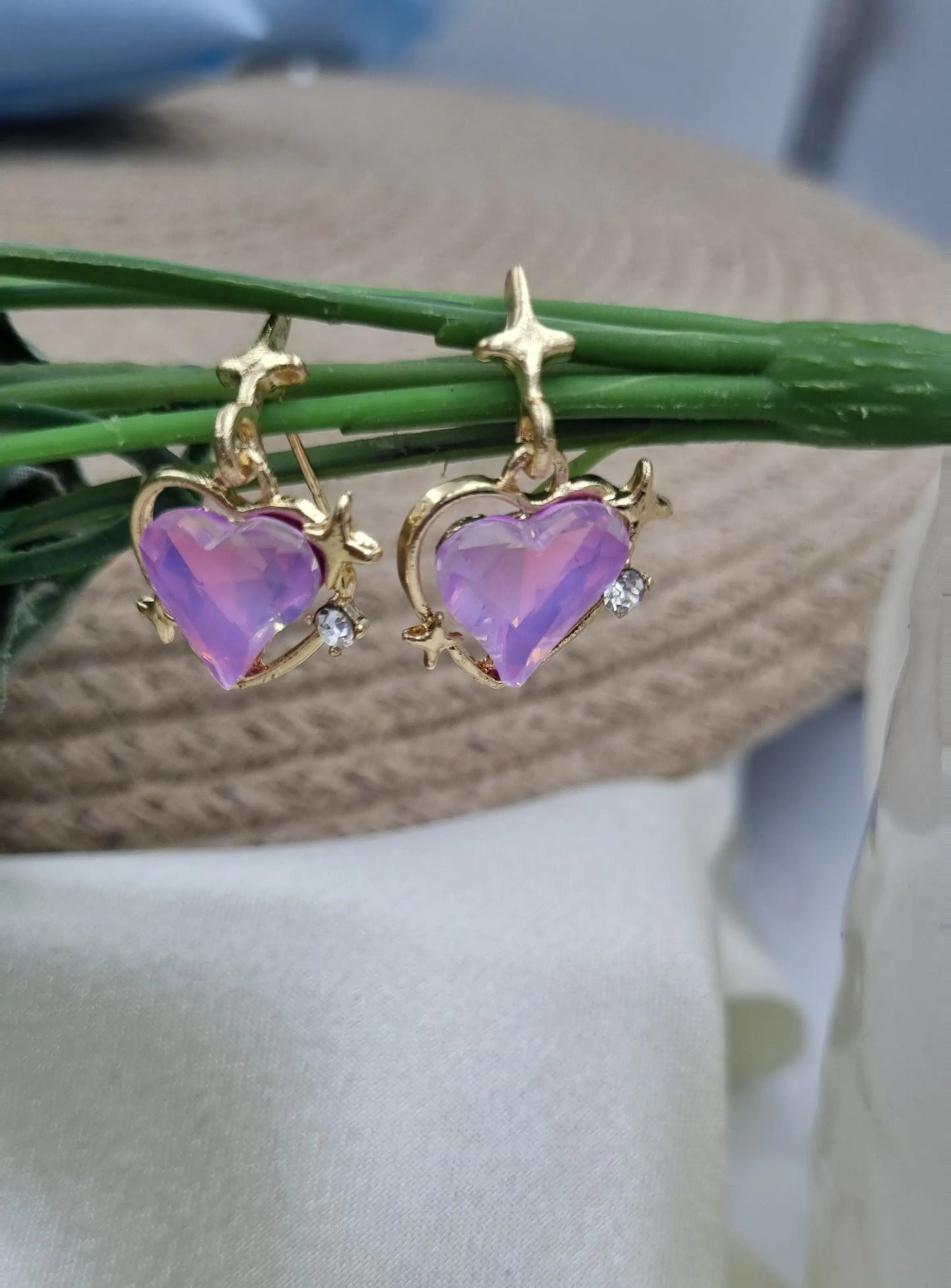 Gold Heart-Shaped Stud Earrings Attractive Sister