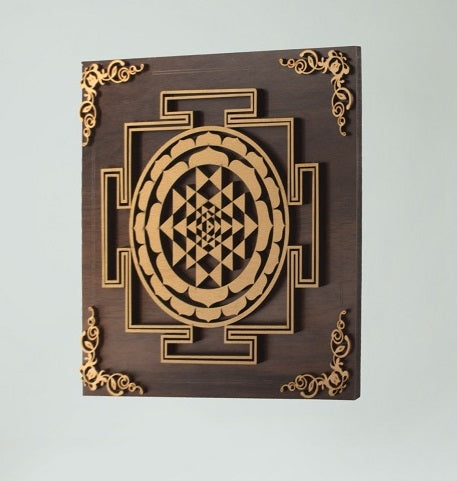 Boho Wooden Sri Yantra Mandala Art for Wall Decor Attractive Sister