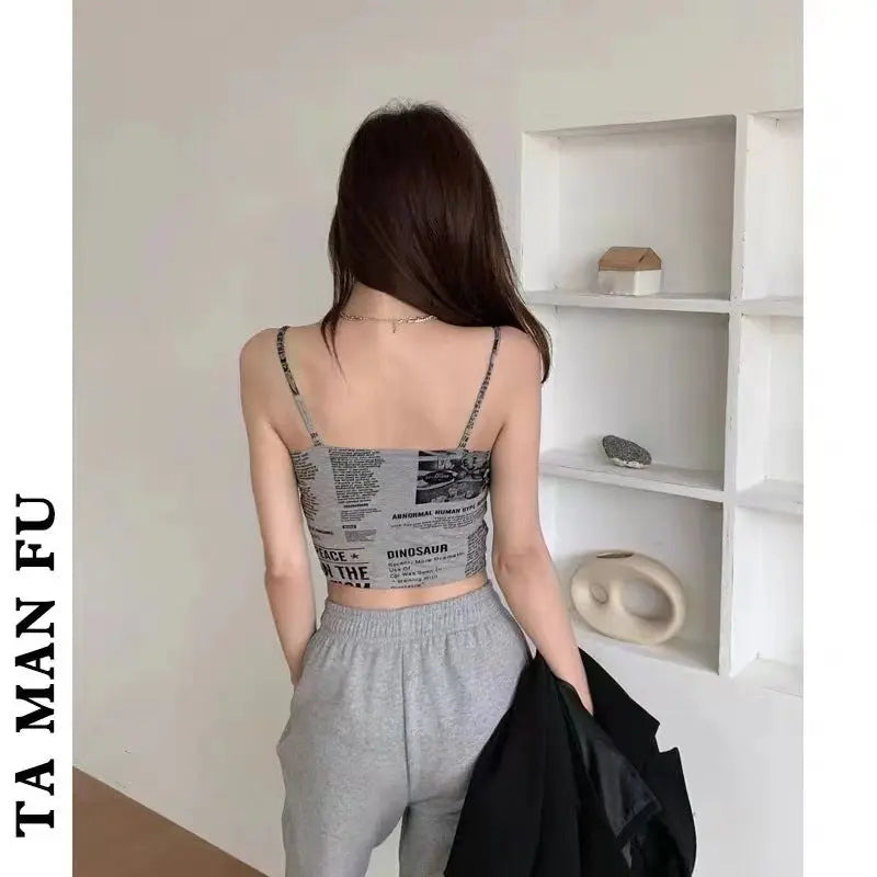 Women's Fashion Newspaper Beauty Back Camisole CJ