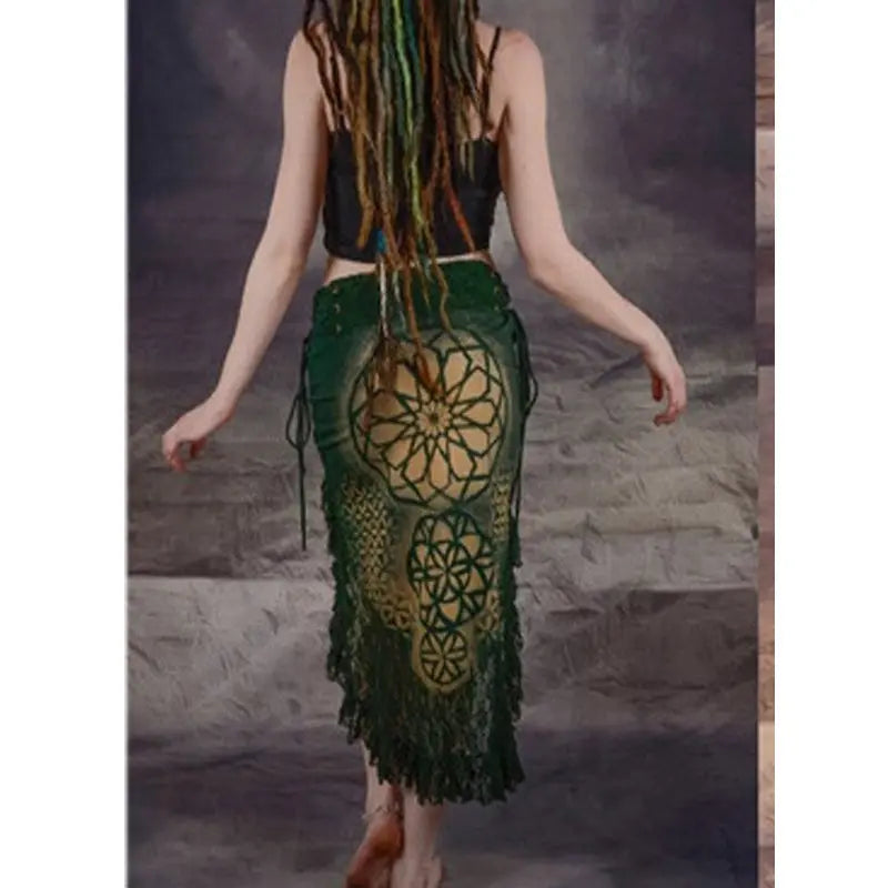 Digitally Printed Lace Stitching Irregular Skirt CJ