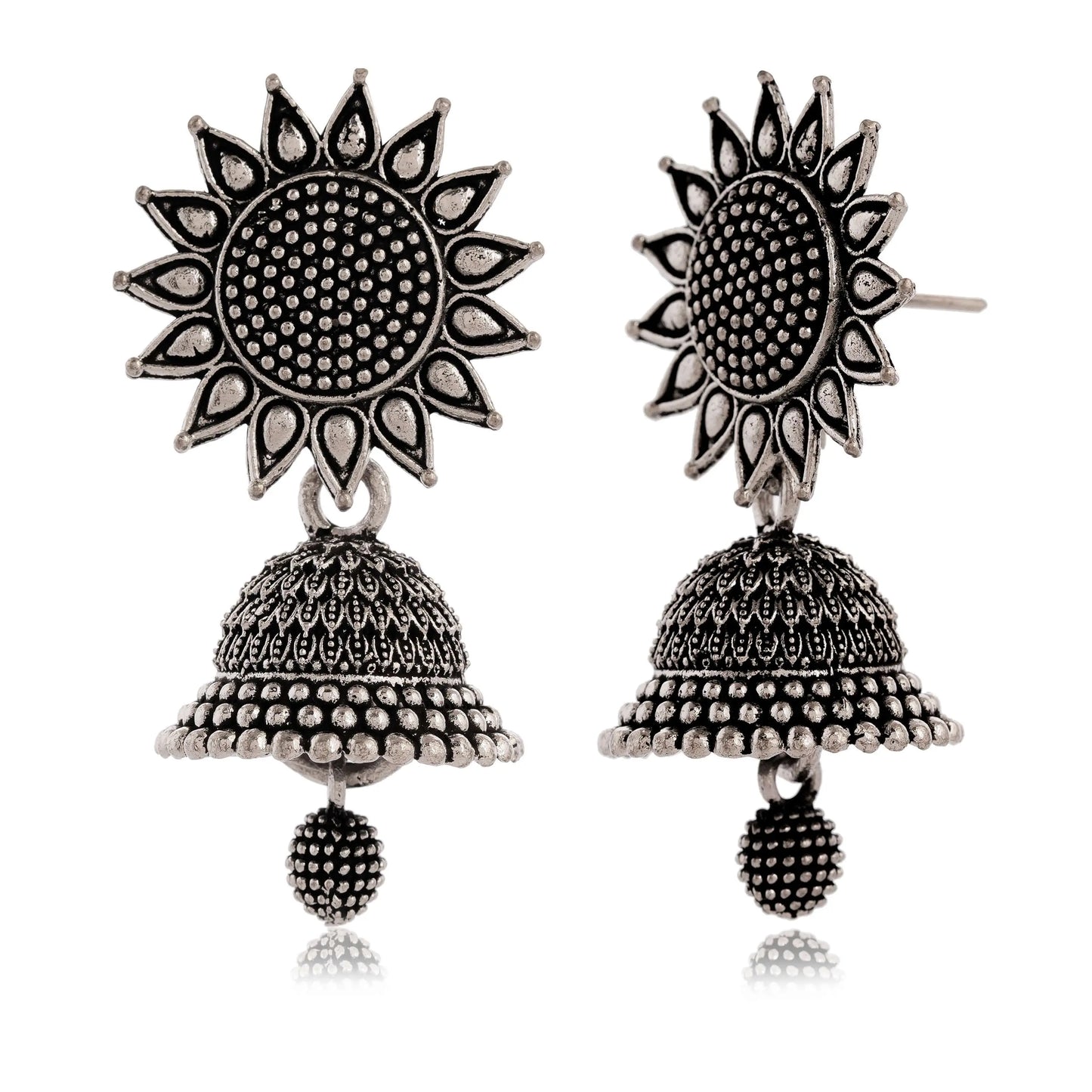 Earrings For Women Oxidised jewellery F1F-Oxidised Traditional Radha Krishna | Silver Beads Ethnic Jhumka/Jhumki-39 Attractive Sister