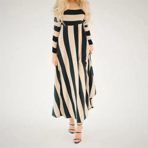 New long skirt striped loose dress women CJ