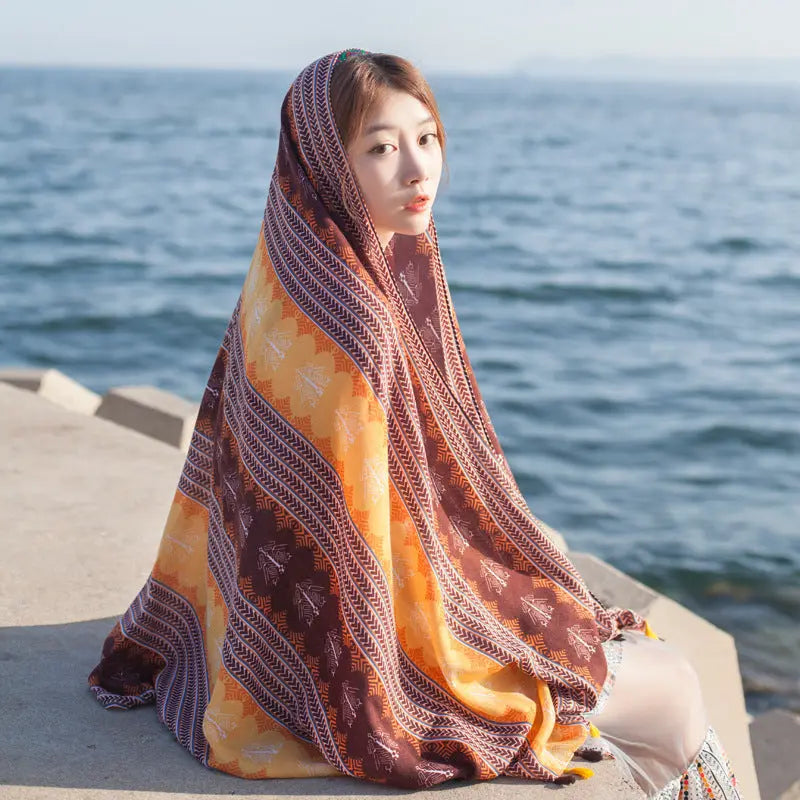 Cotton and linen scarf CJ