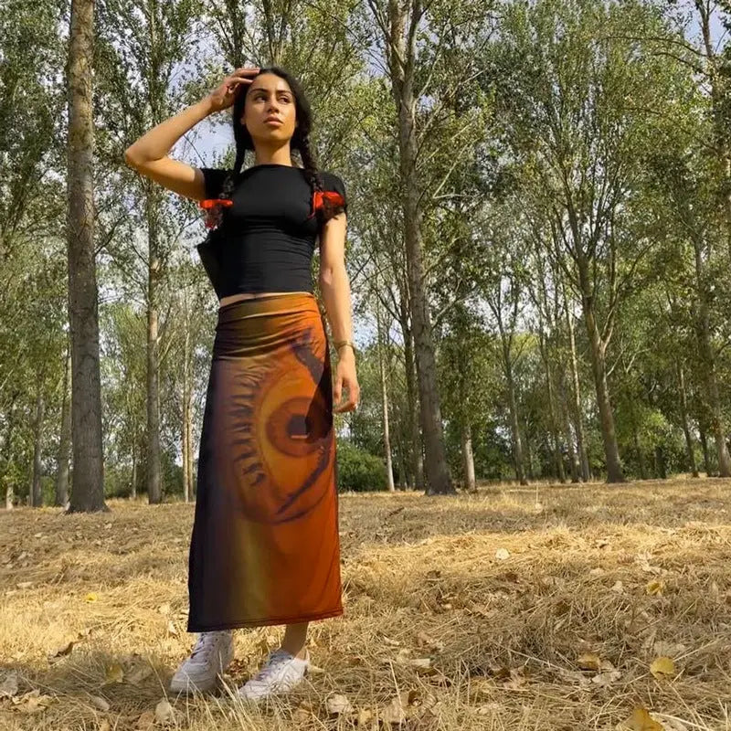High Waist Sheath Fashion Printed Casual Skirt CJ
