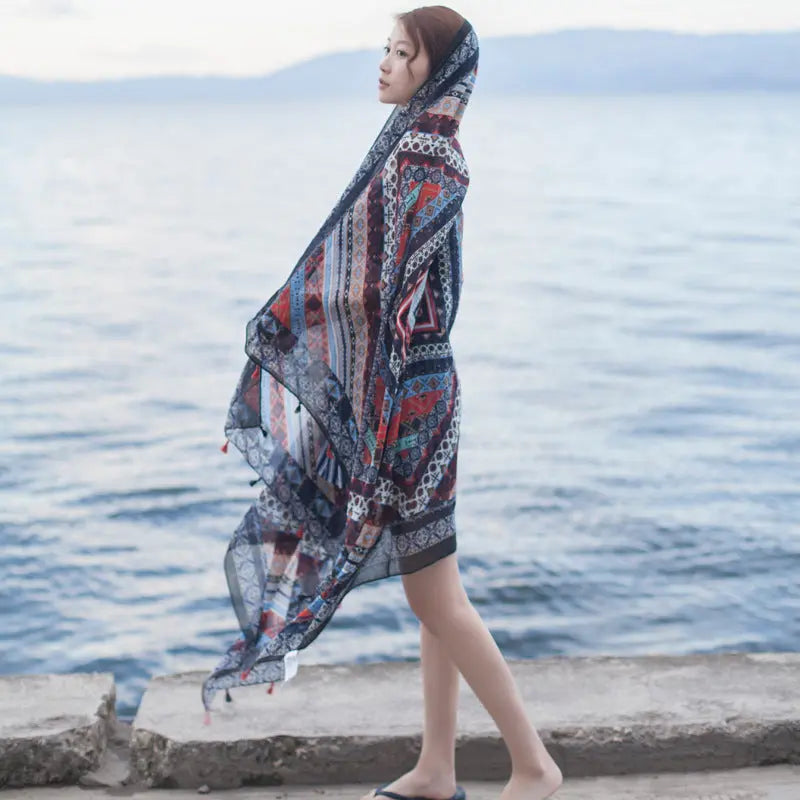 Cotton and linen scarf CJ