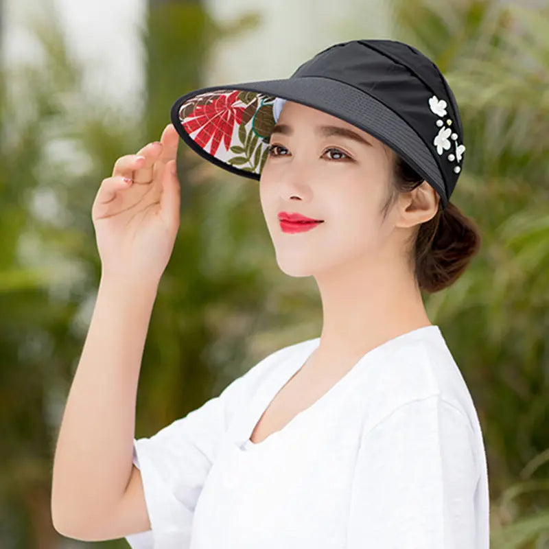 Summer sunshade nail pearl empty top hat CJ