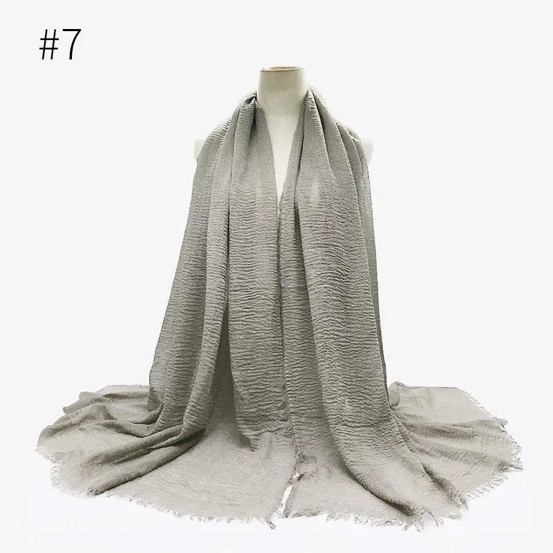 Bubble plain Scarf / cotton scarf fringes women soft solid hijab popular muffler shawls big Pashmina wrap hijab CJ