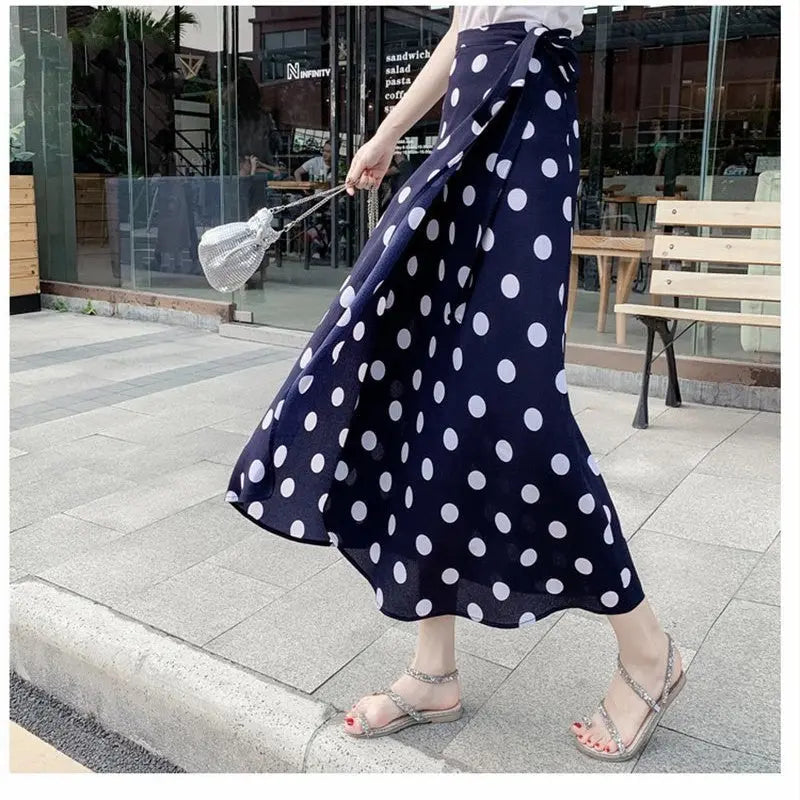 Sun-proof Skirt Chiffon Half-length High Waist A- Line With Lining CJ