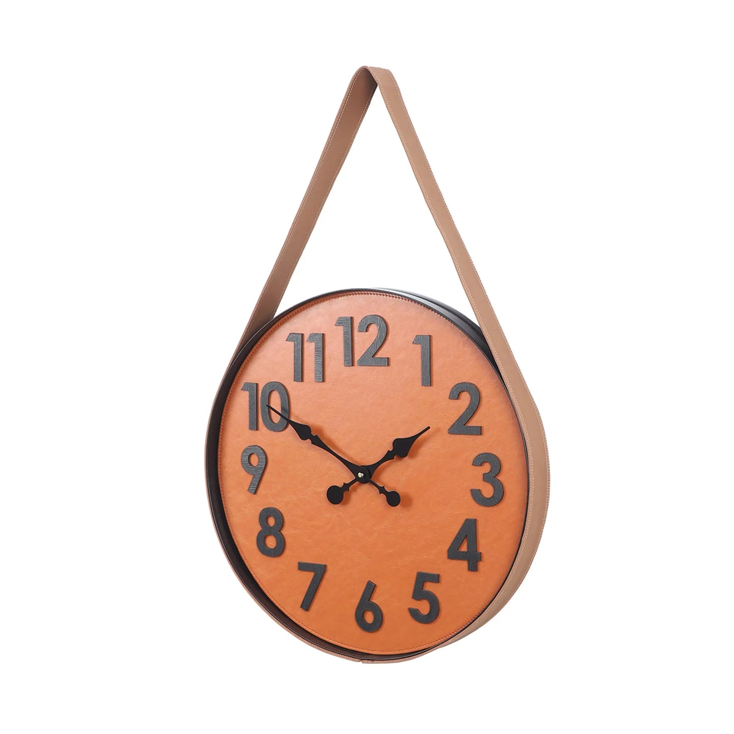 "Statement Piece: Leather Wall Clock with Numerical Display and Black Hands" Attractive Sister