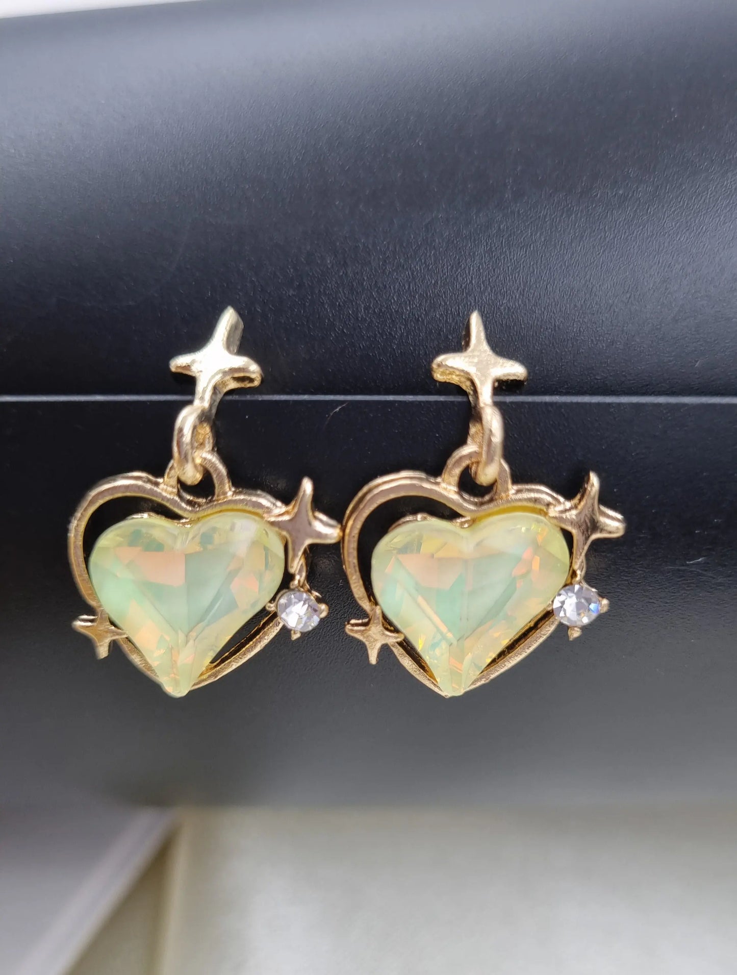 Gold Heart-Shaped Stud Earrings Attractive Sister