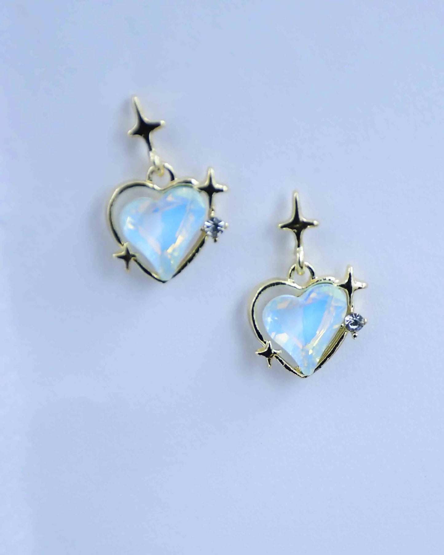 Gold Heart-Shaped Stud Earrings Attractive Sister