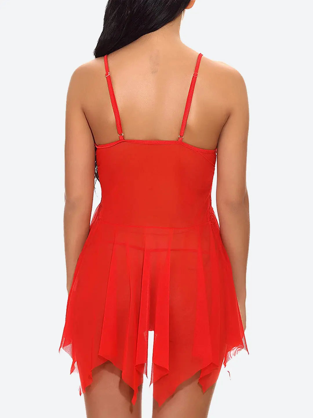 Sheer Lace Babydoll Lingerie Set for Women - Sexy Nightwear in Black, Red, Blue - Adjustable Strap Sleepwear Attractive Sister