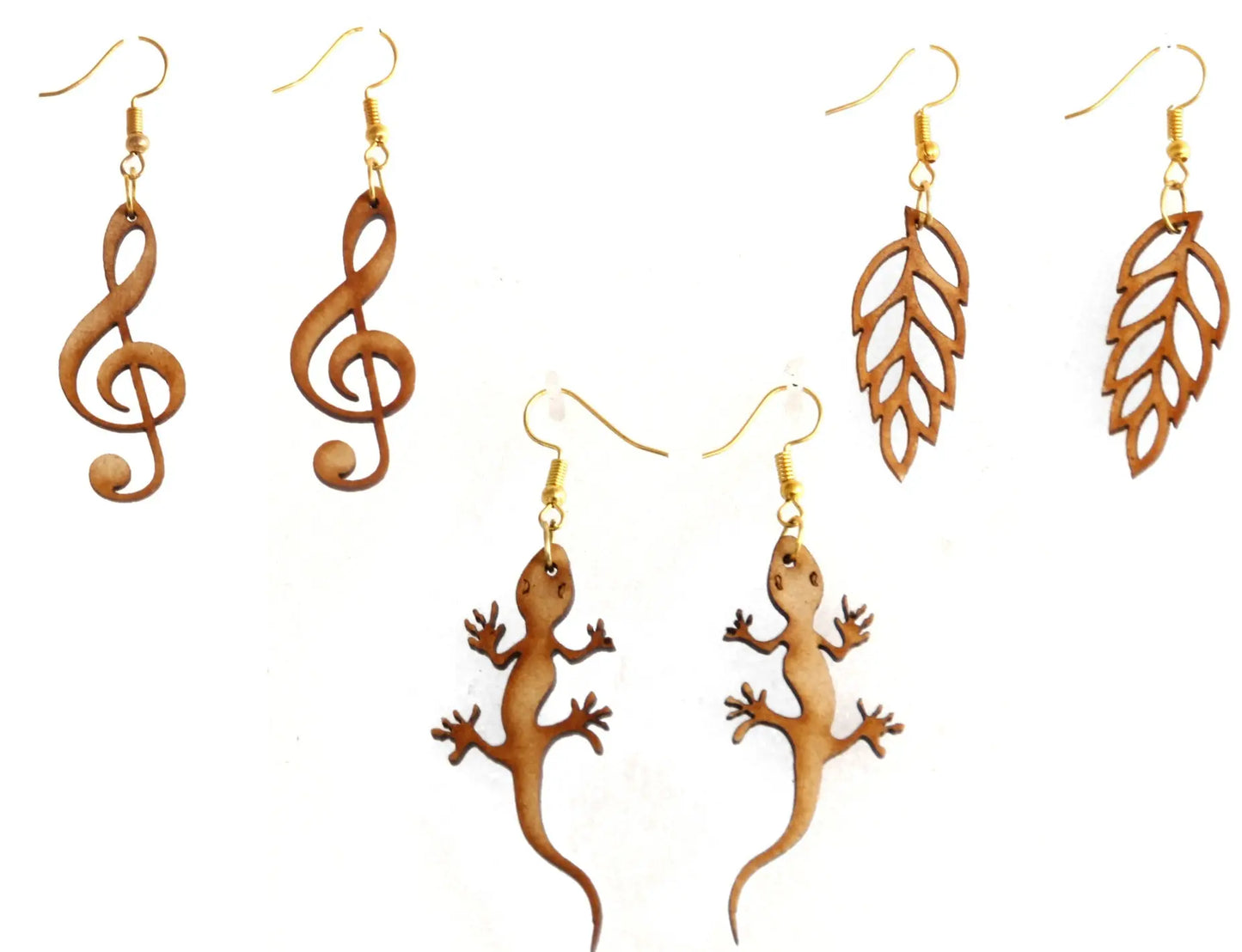 Handcrafted Wooden Earrings Set - 4 Pairs of Unique and Playful Designs Attractive Sister