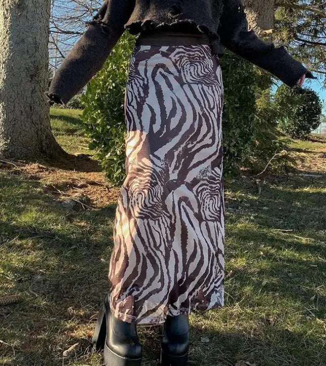 Annual Ring Print Slim Skirt CJ