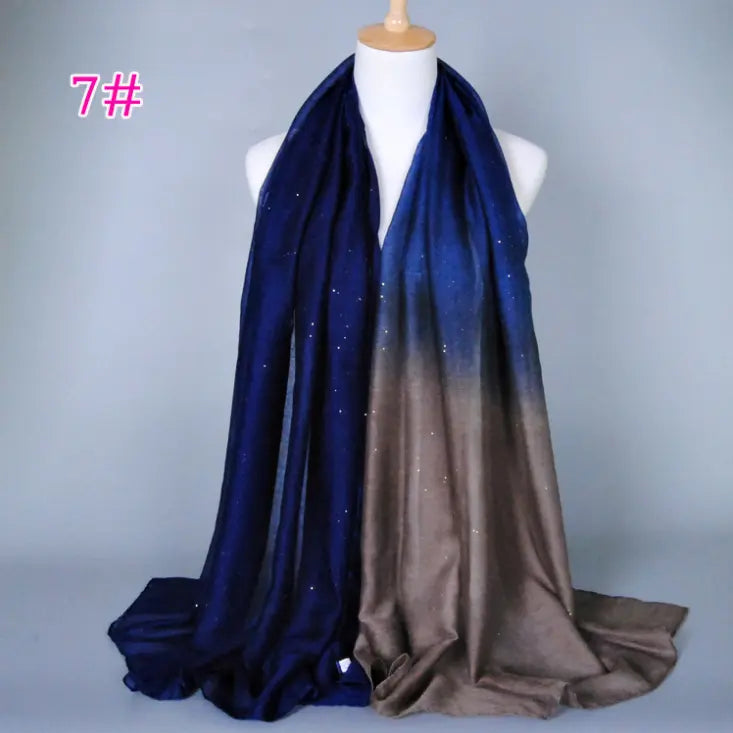 New cotton and linen Balinese women's scarf Classic hot stamping gradient autumn and winter women's scarf CJ