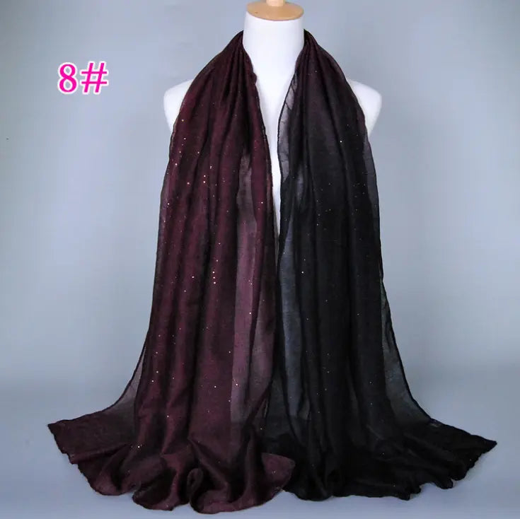 New cotton and linen Balinese women's scarf Classic hot stamping gradient autumn and winter women's scarf CJ