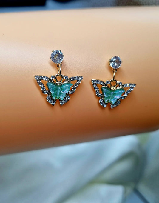 Sparkling  rhinestones Butterfly Earrings in various color Attractive Sister