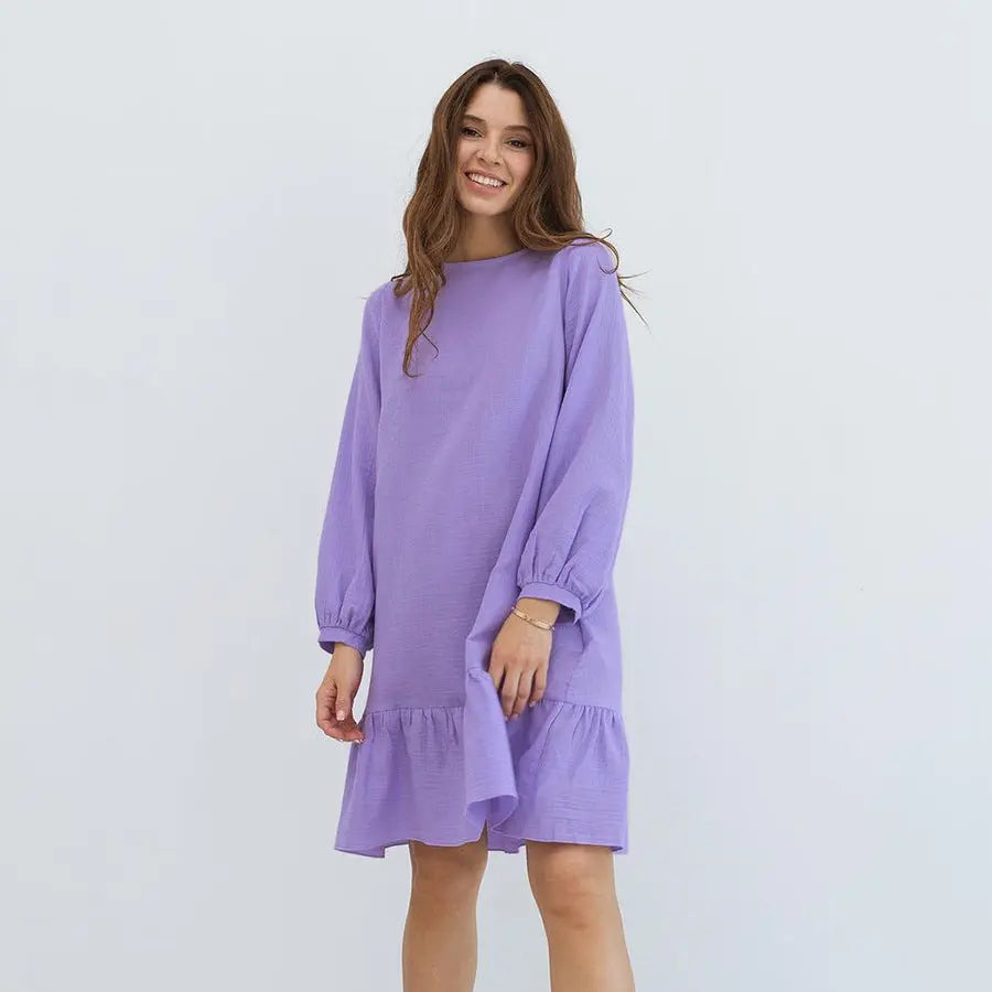 Solid Color Cotton Long-sleeved Nightdress Skirt CJ