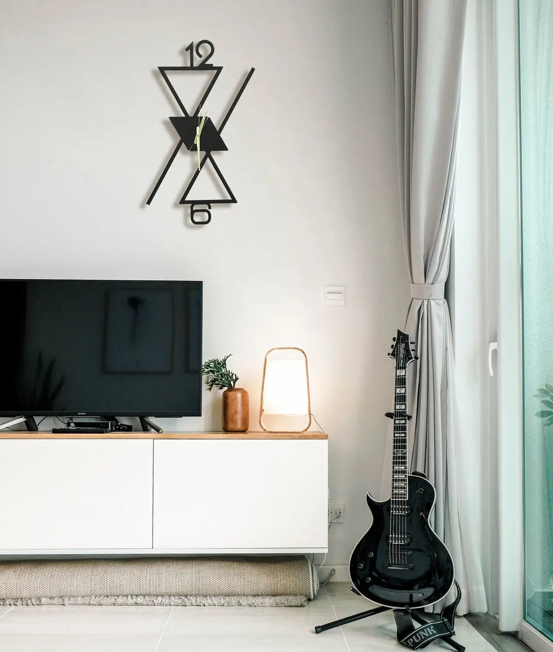 Black Wooden Wall Clock - Classic Design, Silent Non-Ticking Quartz Movement, 12 Inch Modern Decor for Home and Office (Tringle) Attractive Sister