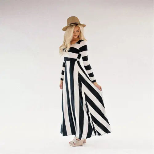 New long skirt striped loose dress women CJ