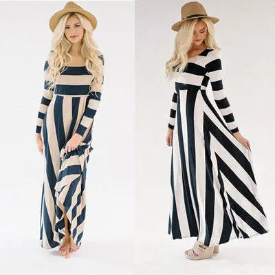 New long skirt striped loose dress women CJ