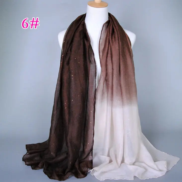 New cotton and linen Balinese women's scarf Classic hot stamping gradient autumn and winter women's scarf CJ