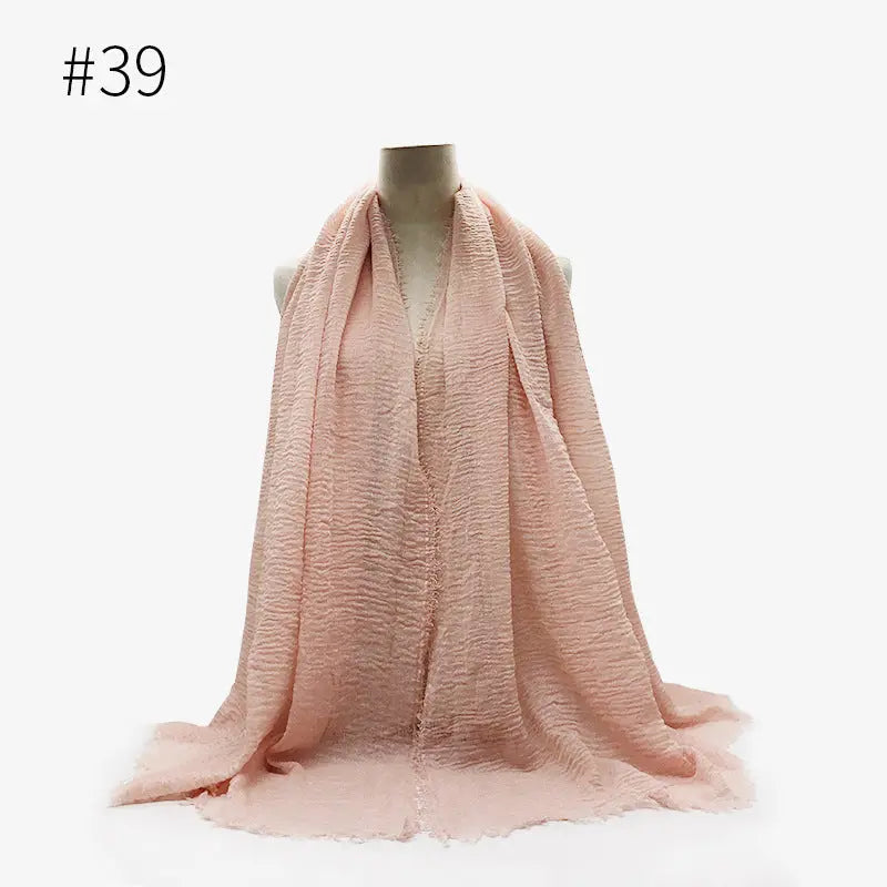 Bubble plain Scarf / cotton scarf fringes women soft solid hijab popular muffler shawls big Pashmina wrap hijab CJ