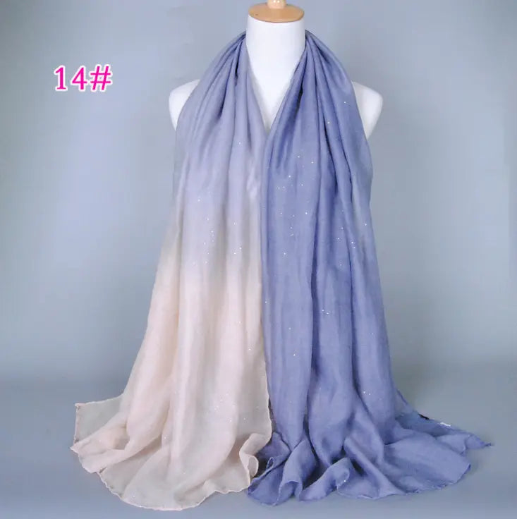 New cotton and linen Balinese women's scarf Classic hot stamping gradient autumn and winter women's scarf CJ