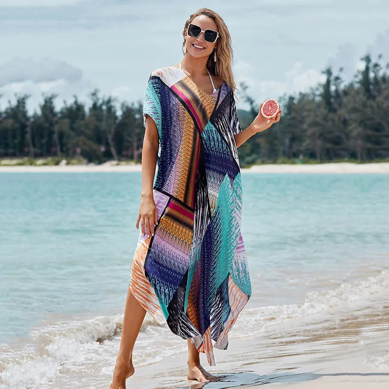 Women's Sun Protection Shirt Beach Vacation Dress CJ