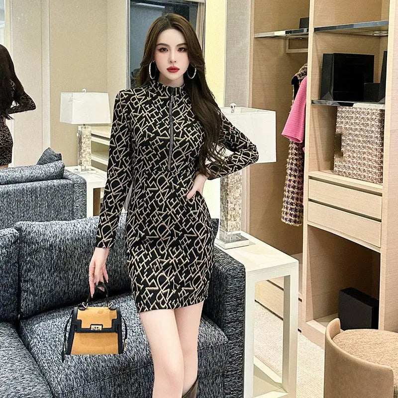 Women's Half Collar Chic Slimming Hip Skirt CJ