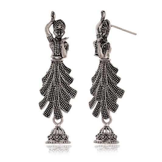 Women's Traditional Silver Oxidised Chandbali Ethnic Design Jhumka/Jhumki Earrings for Women-26 Attractive Sister