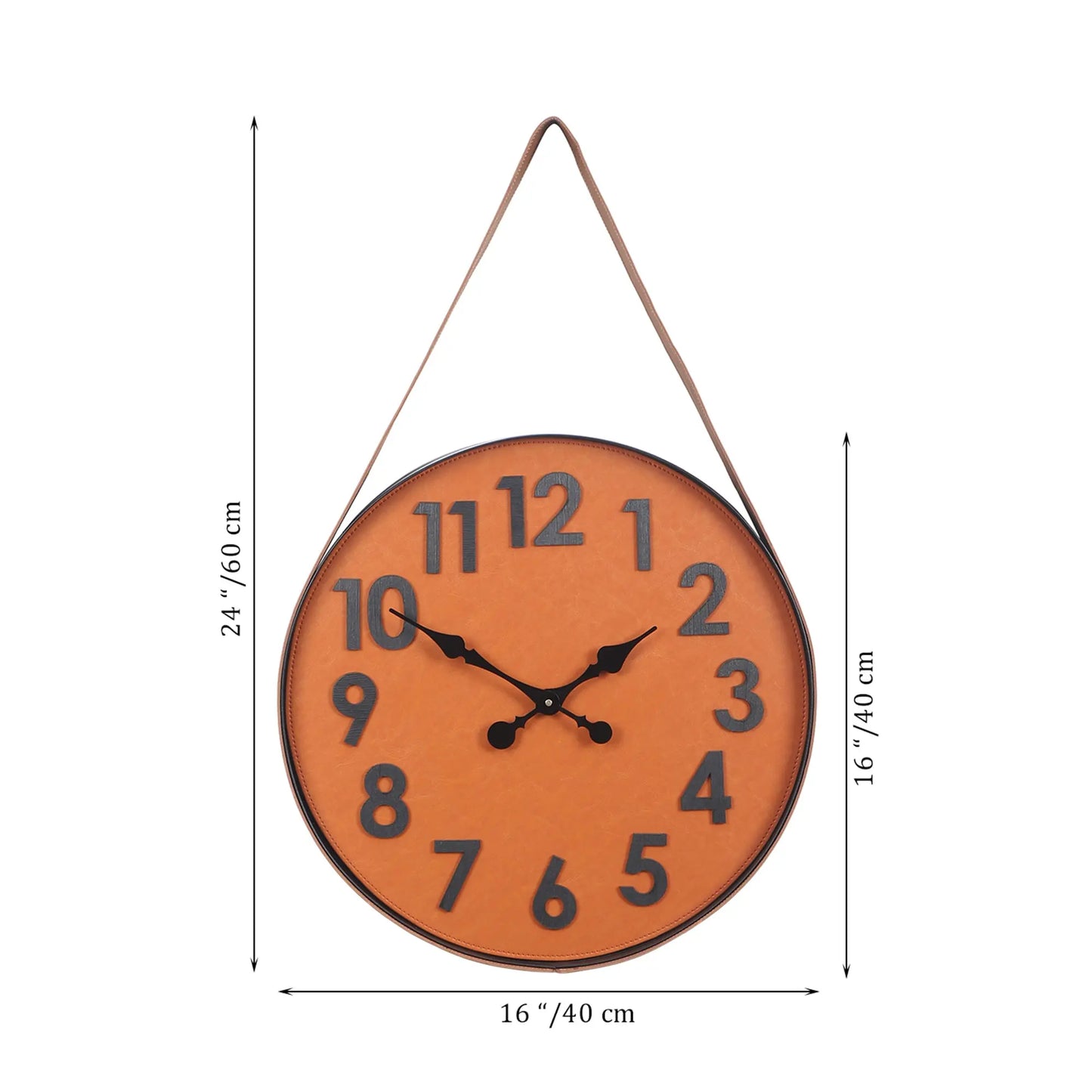 "Statement Piece: Leather Wall Clock with Numerical Display and Black Hands" Attractive Sister