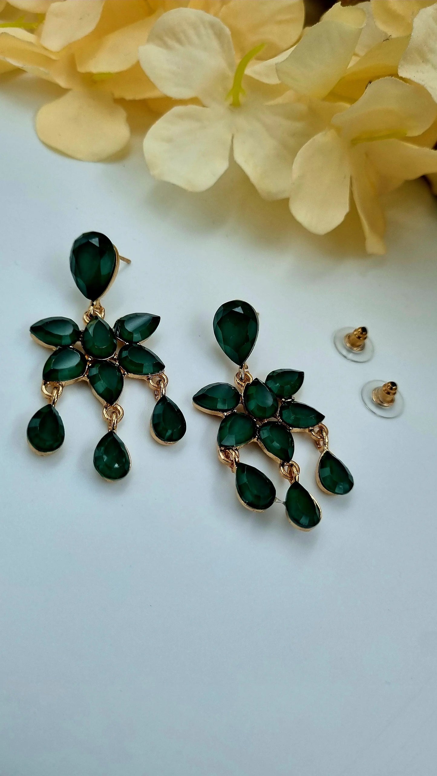 Dazzling Green Crystal Drop Earrings Attractive Sister